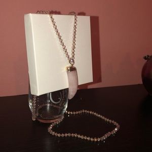 Long pink stone pendant necklace